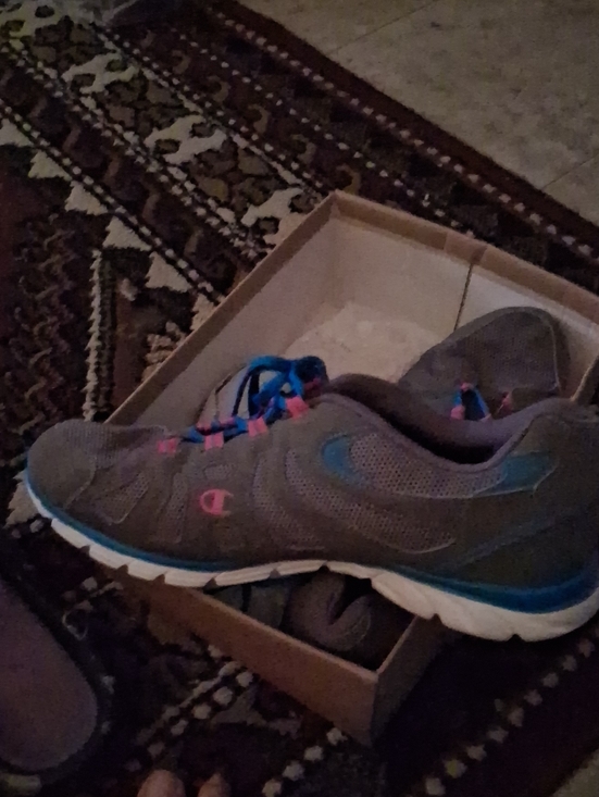 Champion Shoes - Champion Women's Gray Athletic Sneakers with Blue & Pink Details